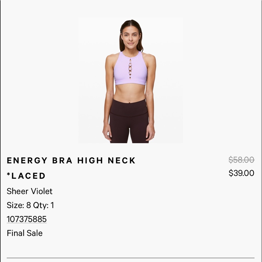 Lululemon high neck sports bra